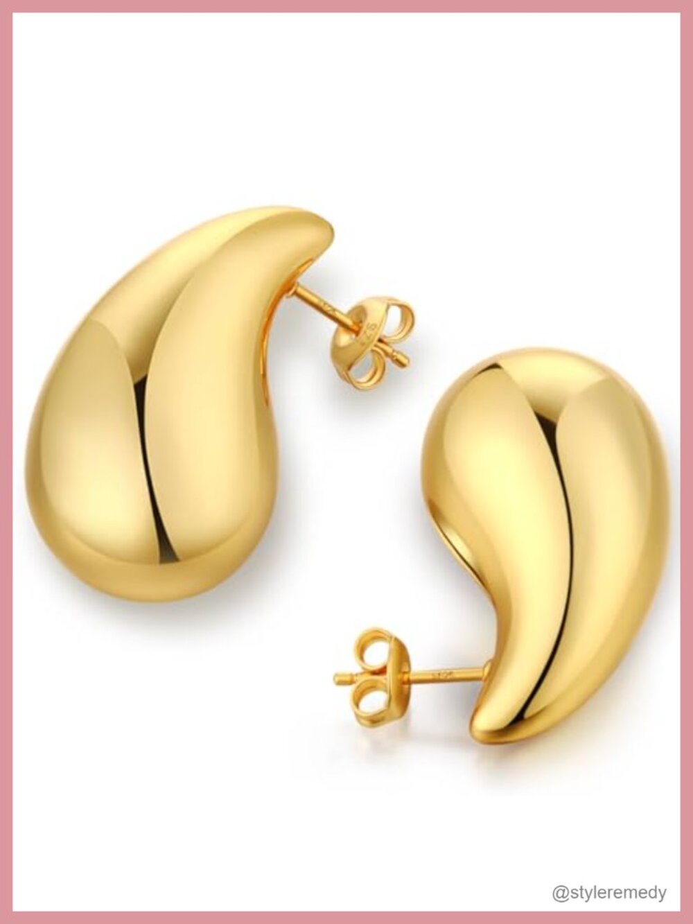 18K Gold Plated Teardrop Earrings Chunky Hoop Waterdrop Hypoallergenic